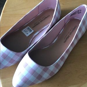 Pink plaid flats